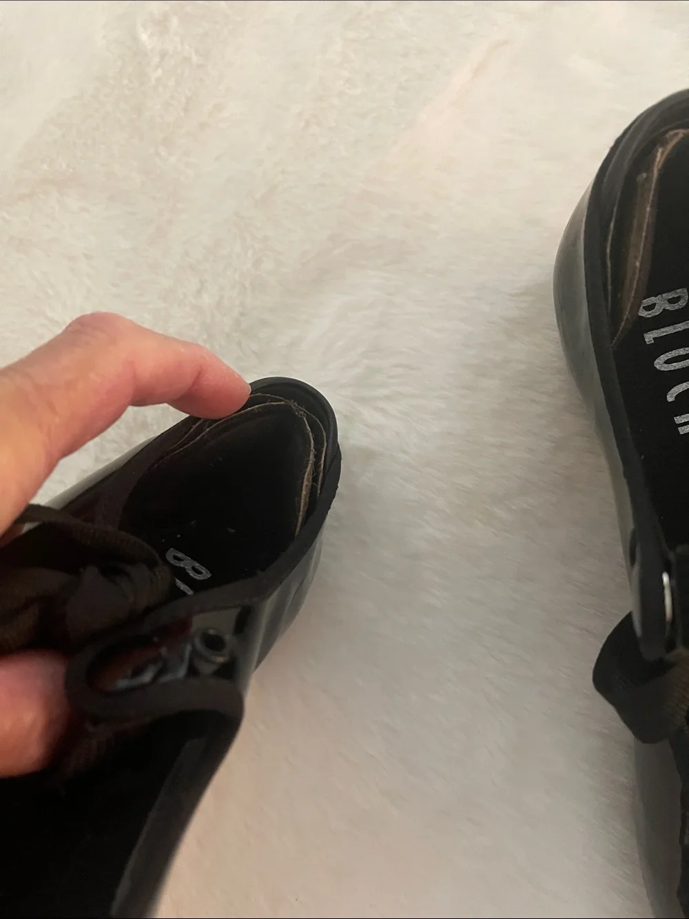 Bloch Girls Black Patent Ribbon Mary Jane Tap Dance Flats SZ 1W